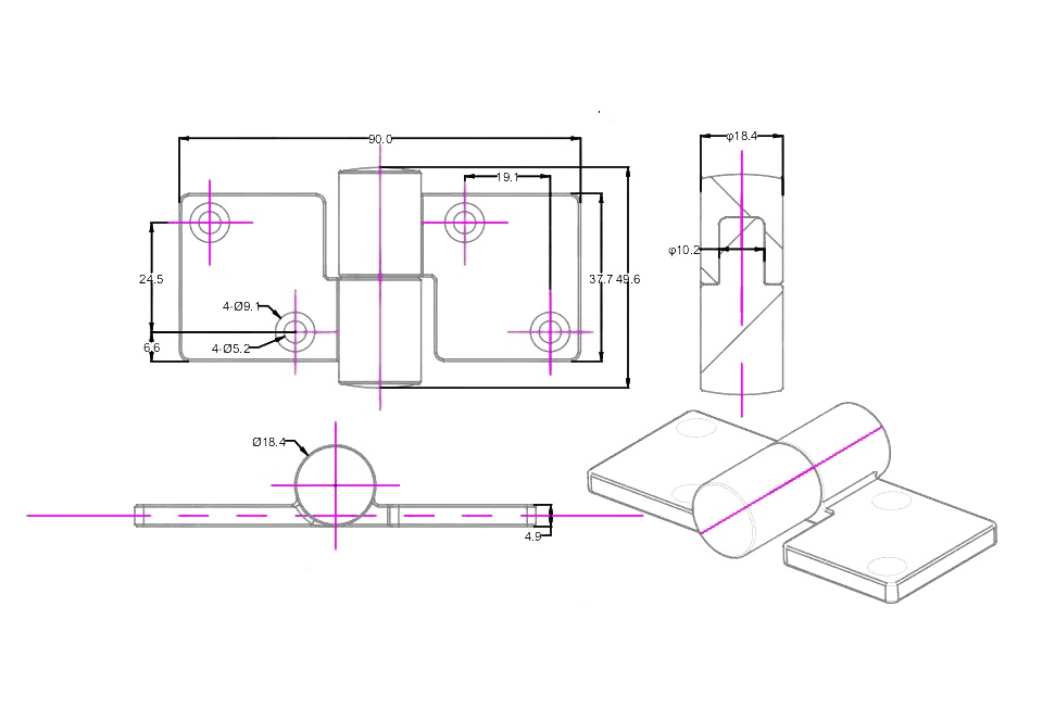 drawing take apart hinge
